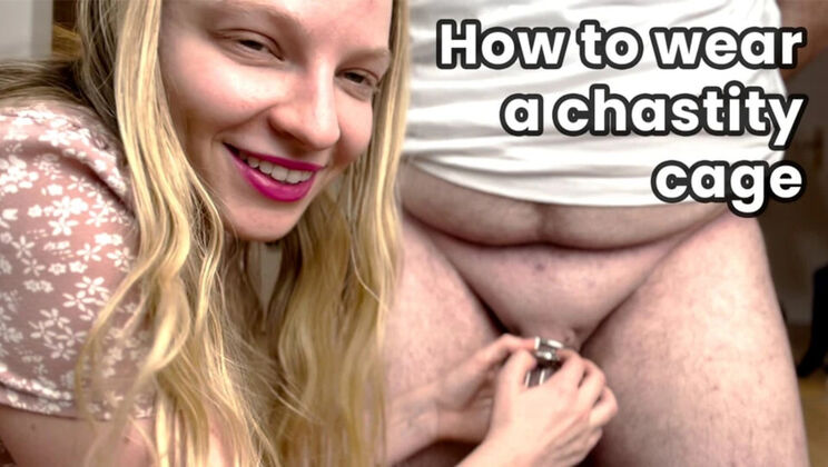 Goddess Bella Rae Shows How to Lock Up Your Cock in a Chastity Cage - Amateur BDSM Tutorial Part 1