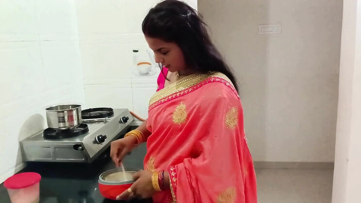 Newlywed bride Rhea gets fucked from behind by brother-in-law while making pudding in the kitchen