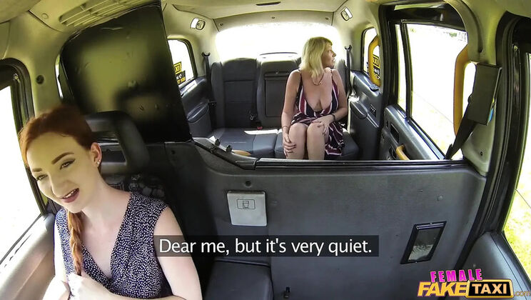 Big Tits Redhead and Blonde MILF Eat Pussy in Fake Taxi