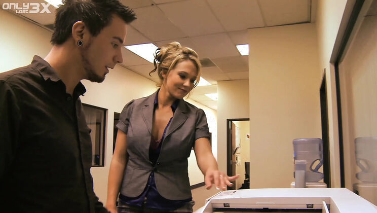 Nikki Sexx's massive tits overwhelm new office boy Dane Cross