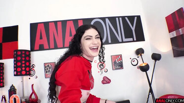 Curly Brunette Babe Lydia Loves Anal and Blowjob