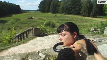 German BDSM – Slapping Her Ass Outside Until She Cries