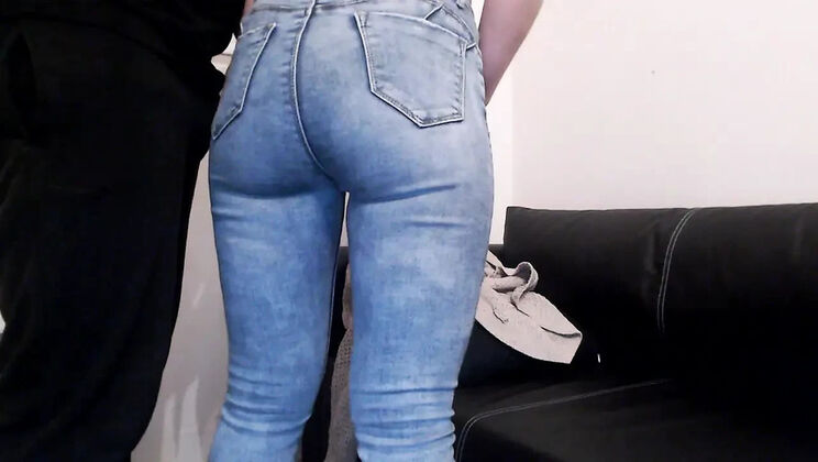 Fingering My Girlfriend's Amateur Ass in Tight Blue Jeans