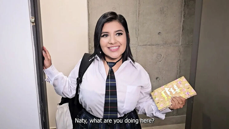 Latin cock destroys virgin college girl in POV - Naty Delgado