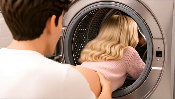 Stepmom Gets Stuck in the Washing Machine and Gets Fucked