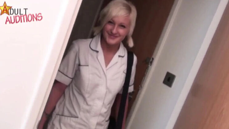 British Teen Katie Swallows Every Drop in First Time Massage Audition
