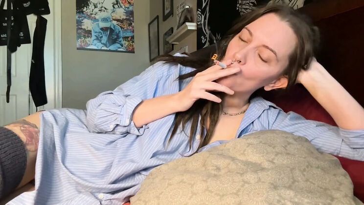 Stepmommy Drains You: Brunette MILF Solo Smoking Roleplay